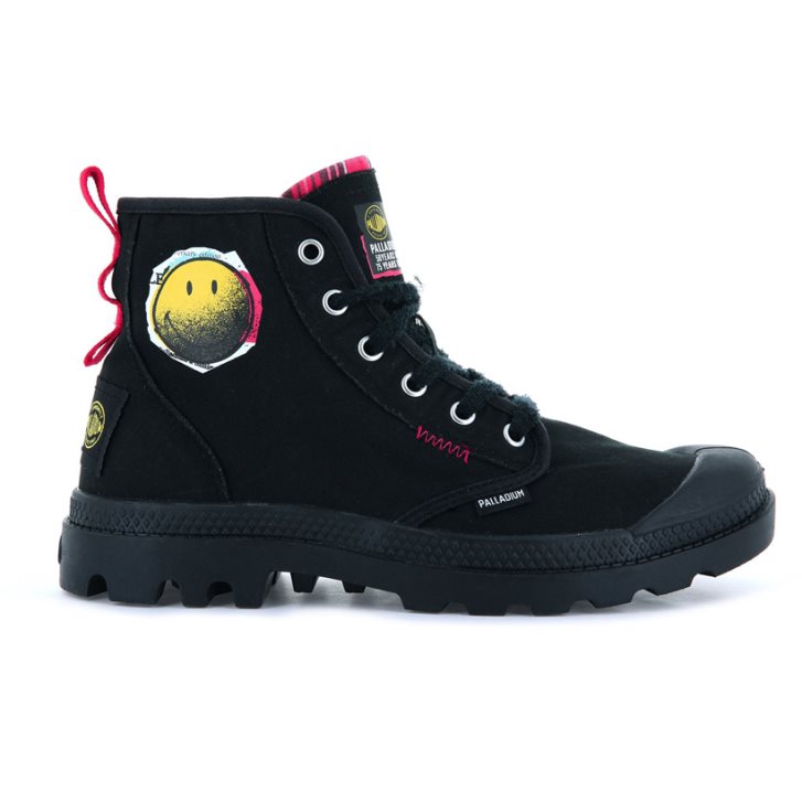 Palladium Pampa X Smiley 1970 Women\'s Boots Black | UK S031-GNW